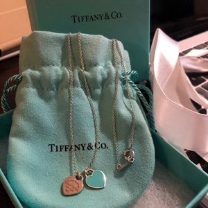 Tiffany Blue Double Heart Tag Pendant